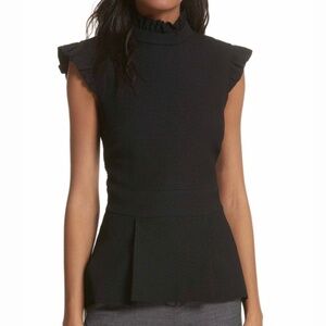 Black Top - Ted Baker London Ruffle neck peplum top